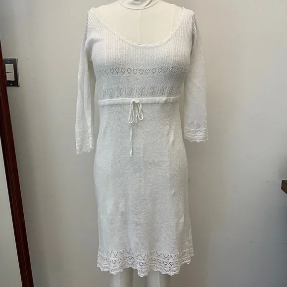 ๐ค Stewart+Brown Organic Linen Knit Dress โ White, Small ๐ค - Picture 1 of 4